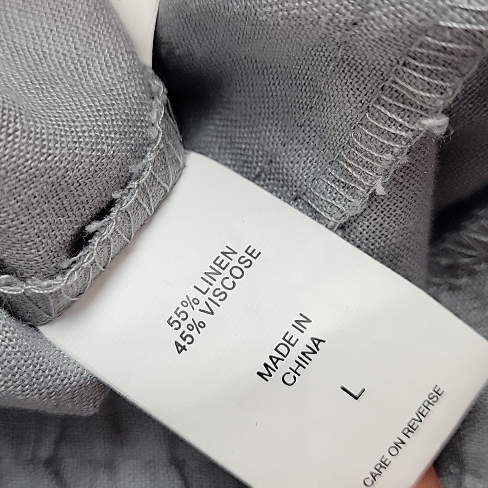 New York & Company gray linen straight leg pants with drawstring size Large - Picture 5 of 5